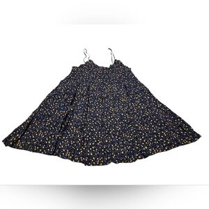 Women’s Large Inmod Los Angeles Navy Blue/Yellow Floral Babydoll Mini Dress